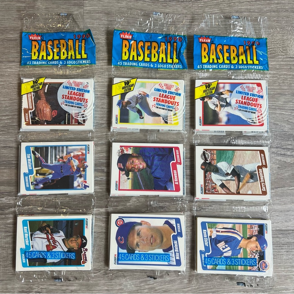 VTG 1990 Fleer Baseball Unopened 3 Rack Packs Limited Edition MLB‎